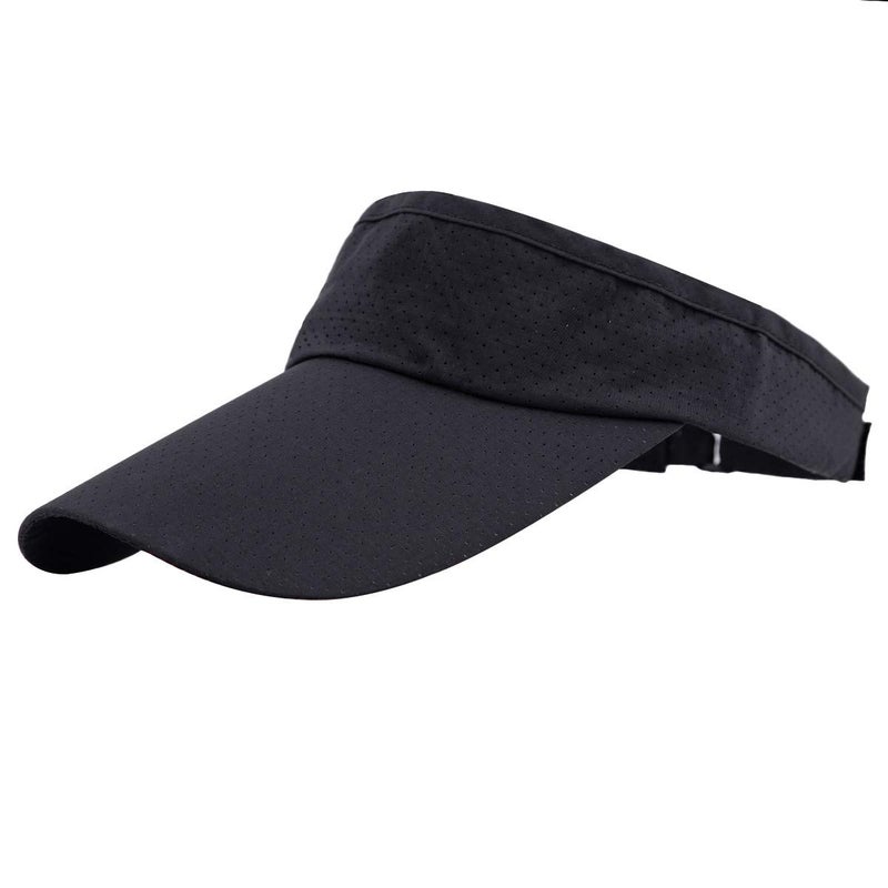 moonsix Sun Visor Cap for Man for Woman, Outdoor Sport Cap Wide Brim Adjustable Visor Golf Hat, Black - Image 1